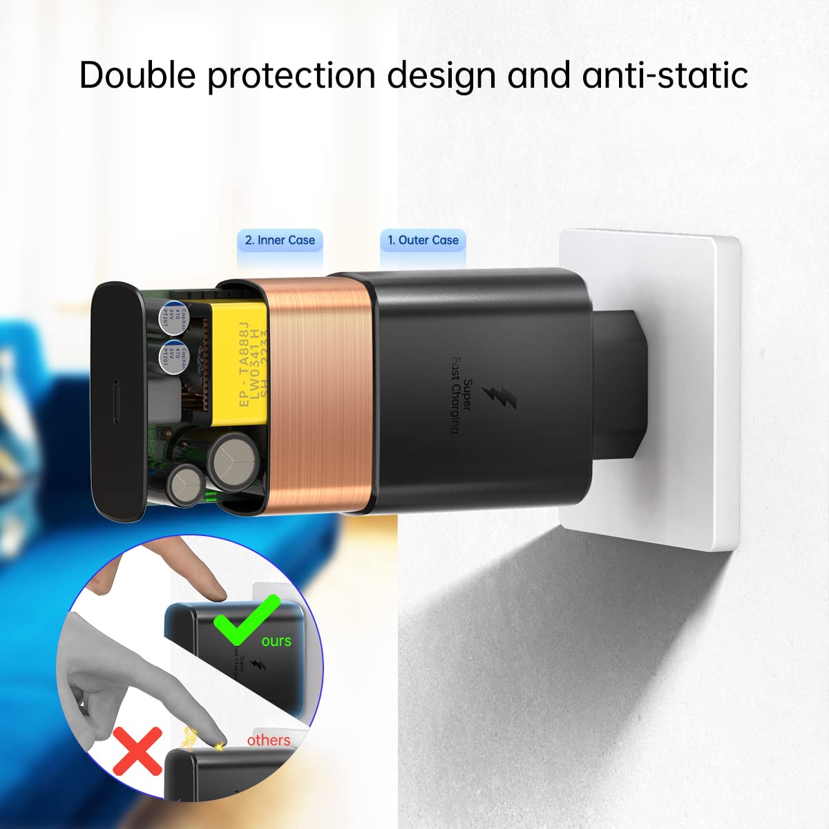 45W EU Super Fast Charger with USB-C PD & PPS - European Travel Plug Adapter for Samsung Galaxy S25/S24/S23/S22 Ultra/Plus, iPhone, MacBook - Compatible in Italy, France, Spain | Fast Charging for Travel, Home & Office Use