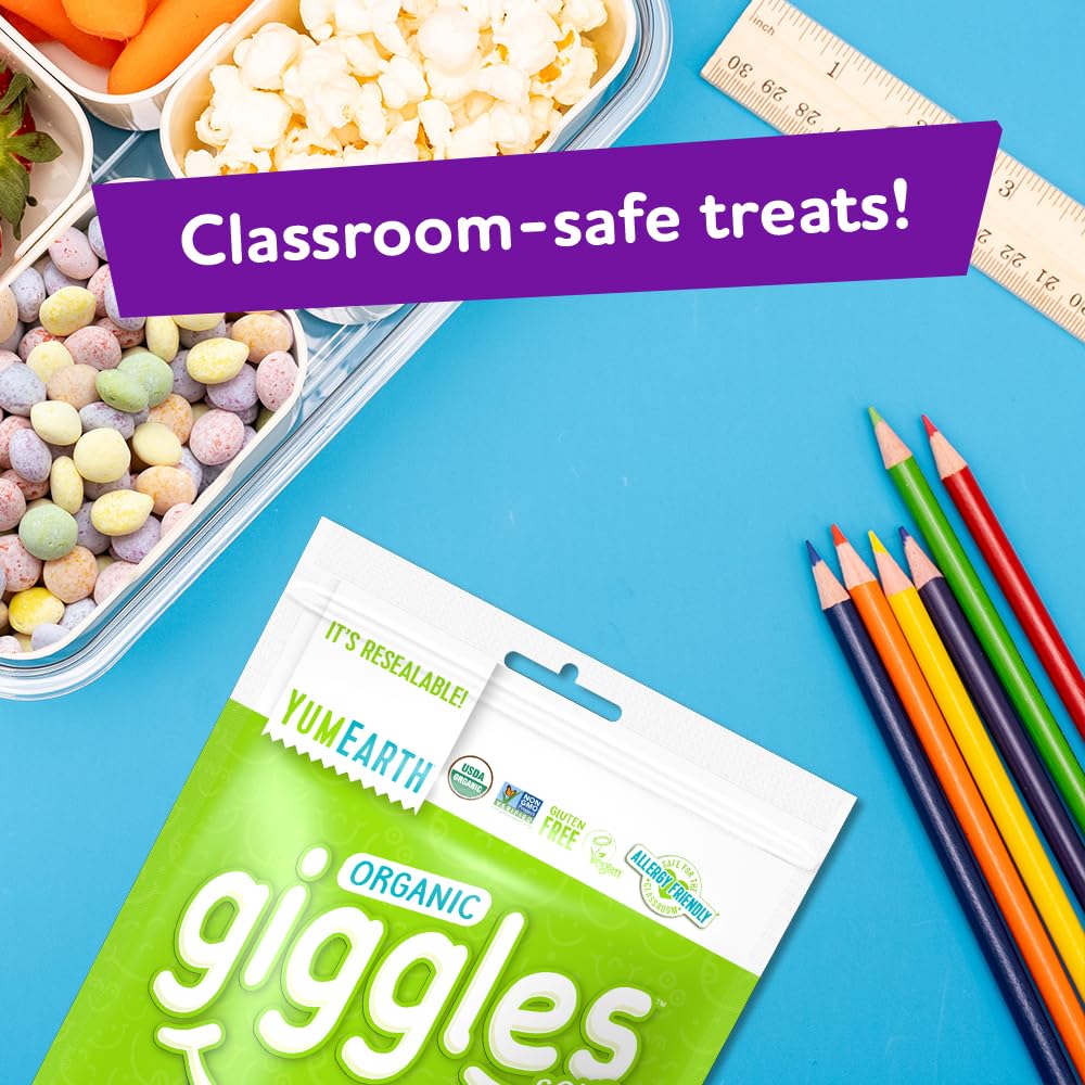 YumEarth Organic Sour Giggles Chewy Candy – Allergy Friendly, Vegan, Non-GMO, Gluten Free, No Artificial Dyes or Flavors – 5 oz (Pack of 6) – Perfect for School Lunches, Birthday Parties & Healthy Snacking