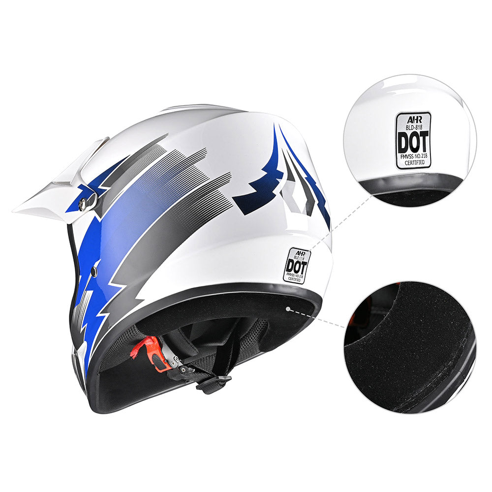 TheLAShop H VEN12 Youth Dirt Bike Helmet - DOT Approved, Lightweight & Durable, Blue - Perfect for Motocross, ATV Riding & Off-Road Adventures