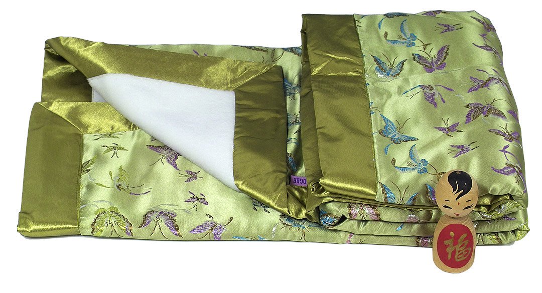 Olive Green Butterfly Print Brocade Baby Blankets - Soft & Luxurious for Nursery, Swaddling & Gift Giving