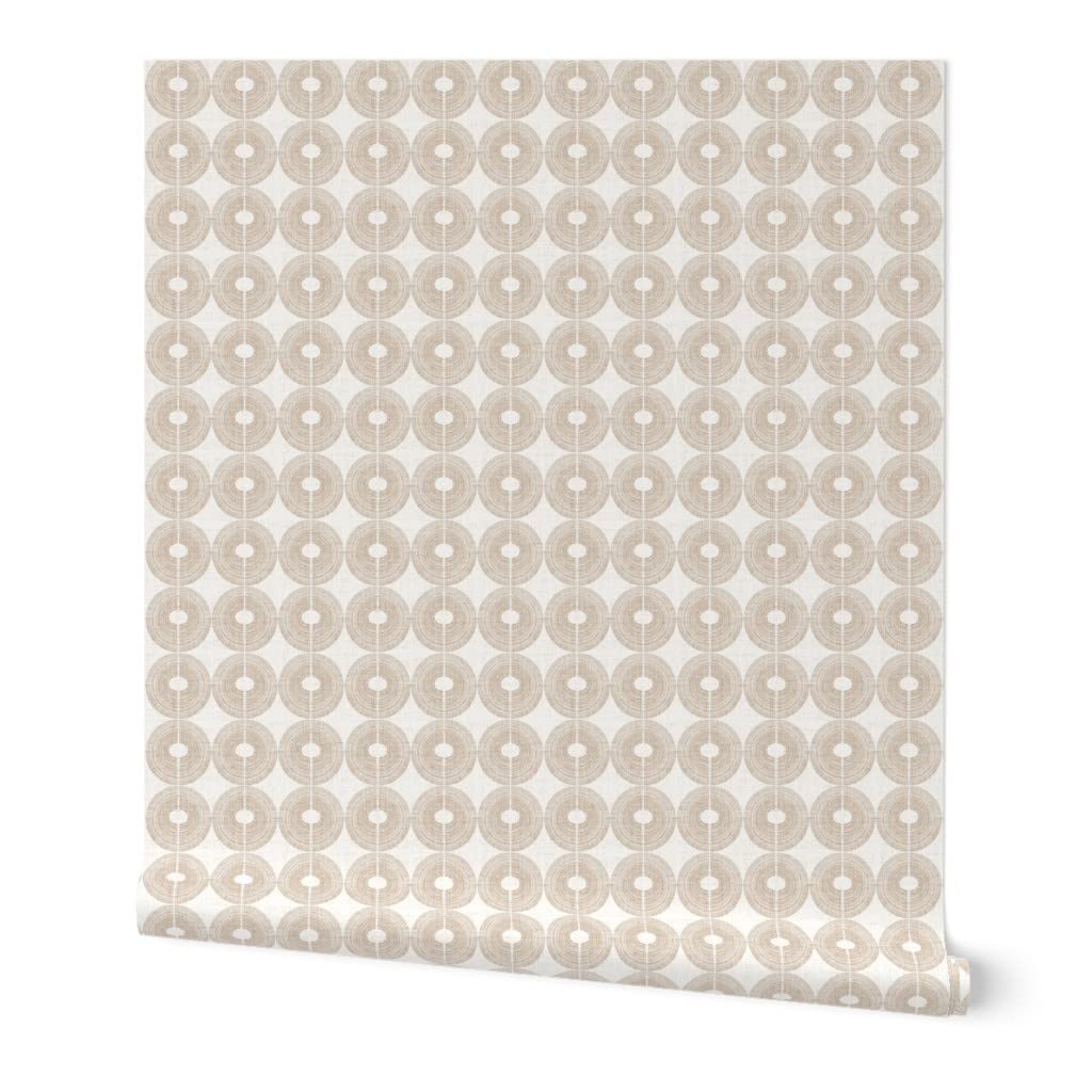 Peel & Stick Wallpaper Swatch - Beige Taupe Minimal Circles Earthy Boho Geometric Modern Removable Wallpaper | Perfect for Bedroom, Living Room & Nursery Decor