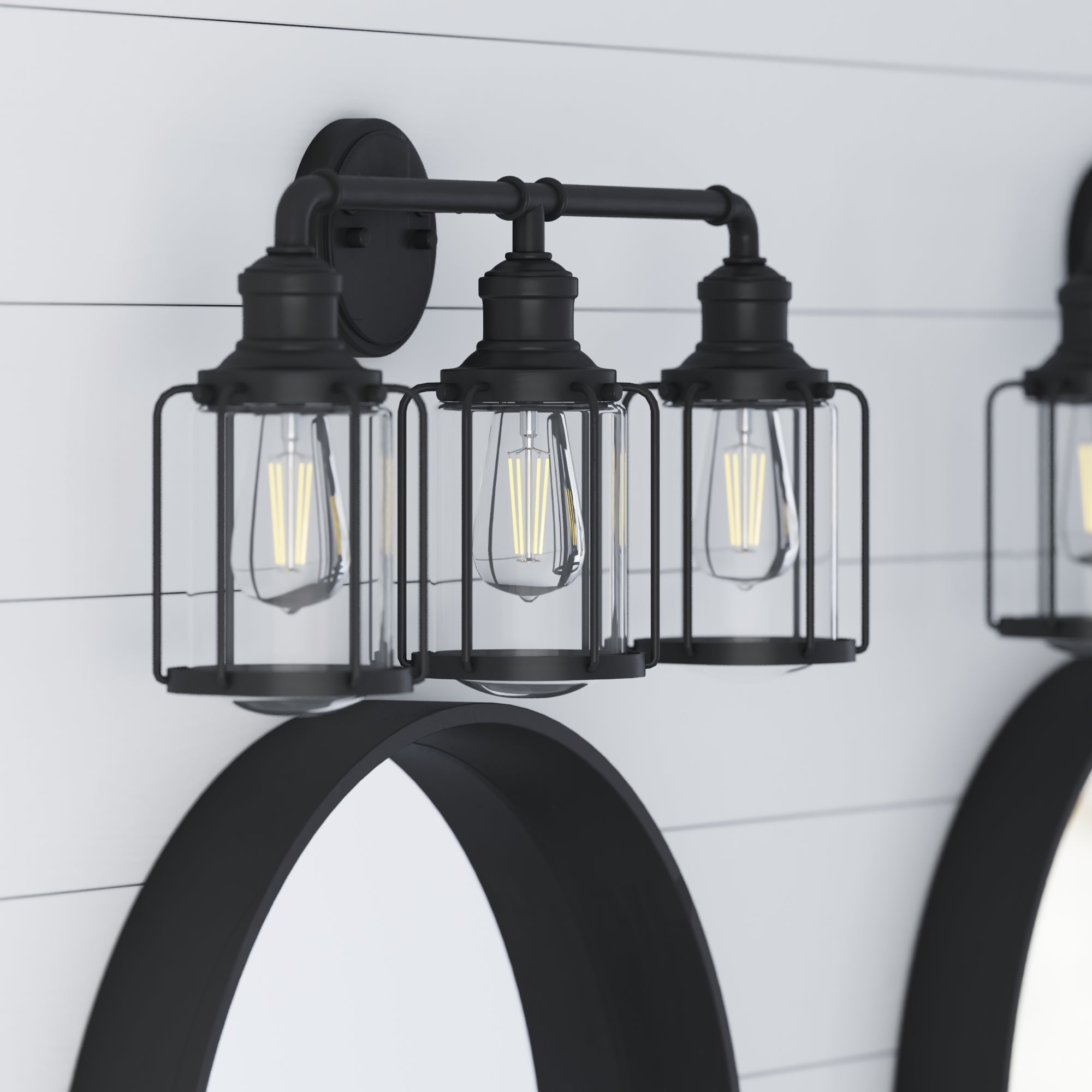 Lincoln Woods 3-Light Vanity Light Fixture in Matte Black - Perfect for Bathroom, Bedroom, and Dressing Room Lighting