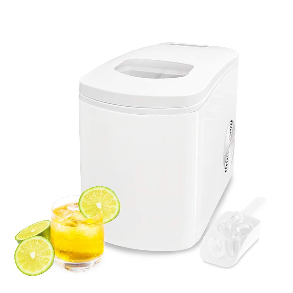 Portable Compact Ice Maker Machine - Countertop White Ice Cube Maker for Home, Office, Party, Boat & RV - Perfect for Cocktails, Beverages & Outdoor Adventures
