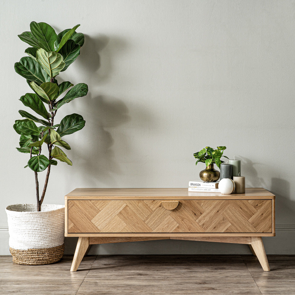 LOFTUS 120cm Oak Entertainment TV Stand - Modern TV Console for Living Room, Bedroom & Home Theater