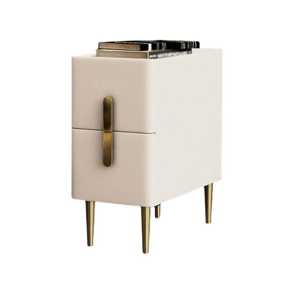Modern White Wooden Nightstand with Storage Drawer - 13.77 Inch Bedside Table for Bedroom, Living Room & Office - Compact Side Table with Shelf for Home Decor & Organization (White)