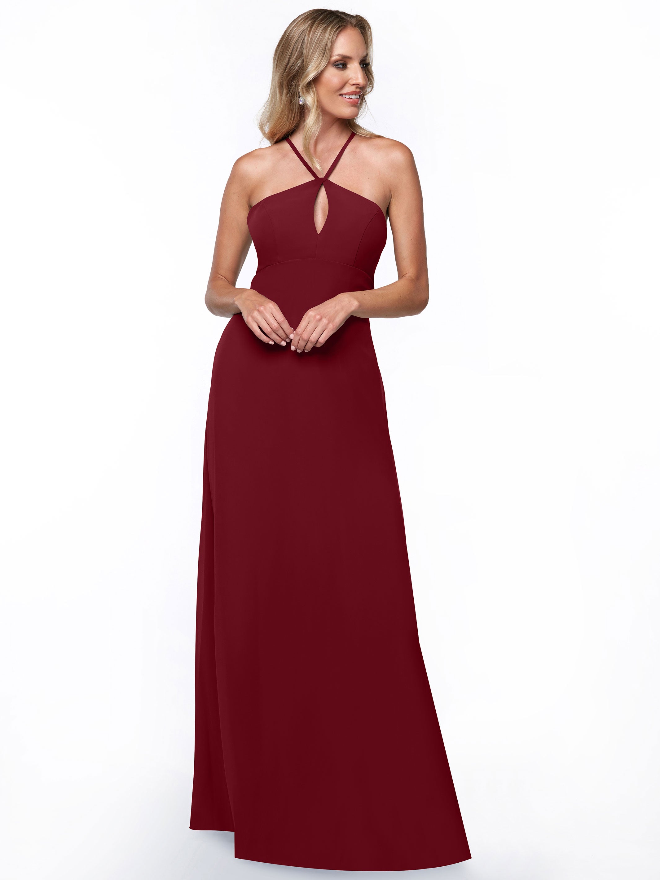 Elegant A-Line Chiffon Bridesmaid Dress with Keyhole Halter Neckline - Perfect for Weddings, Formal Events & Special Occasions