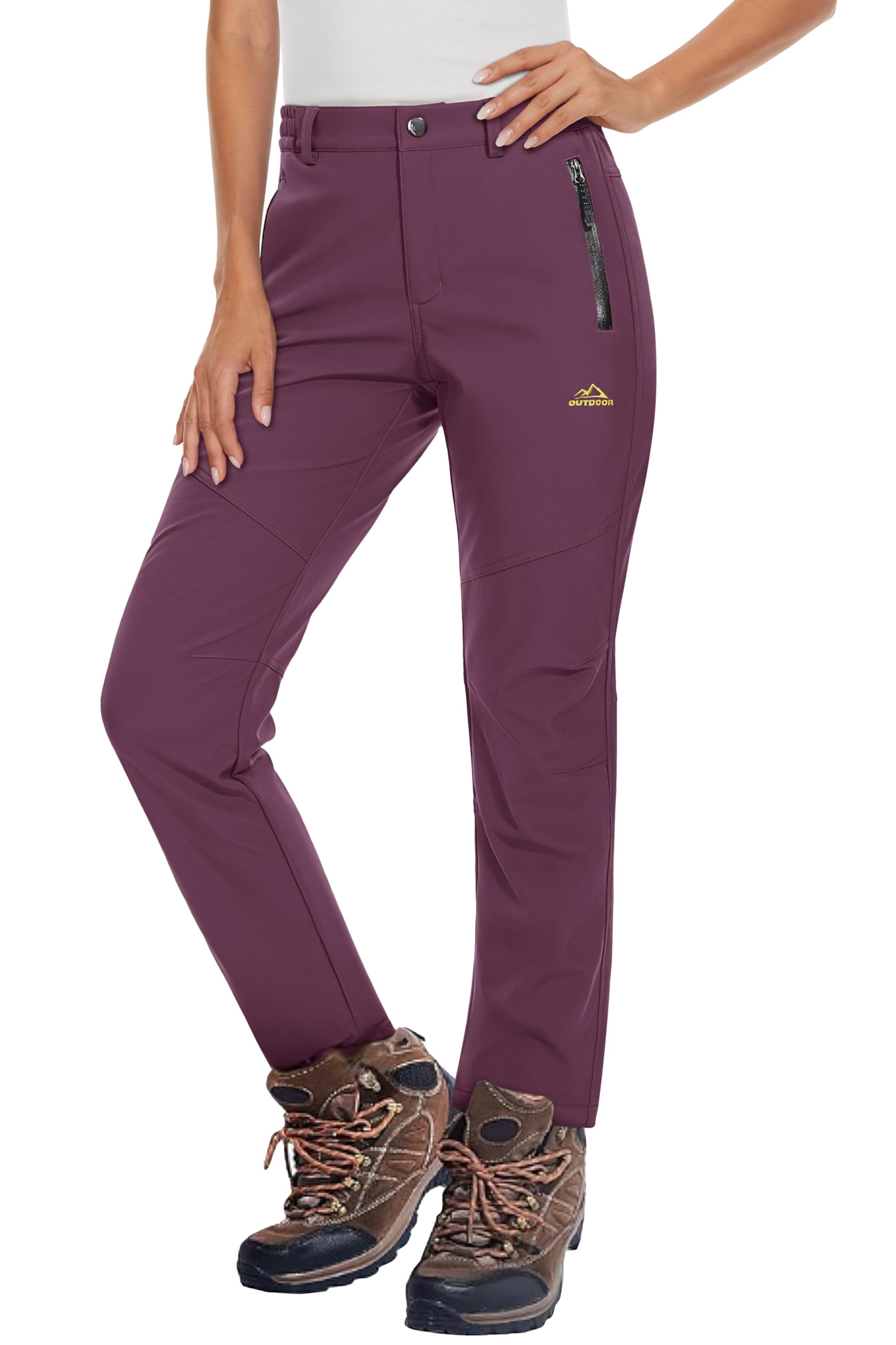 **MAGCOMSEN Women's Fleece-Lined Waterproof Insulated Softshell Snow Ski Pants - Winter Warm Hiking & Outdoor Pants for Cold Weather Activities**    *(Perfect for Skiing, Snowboarding, Hiking, and Winter Adventures!)*