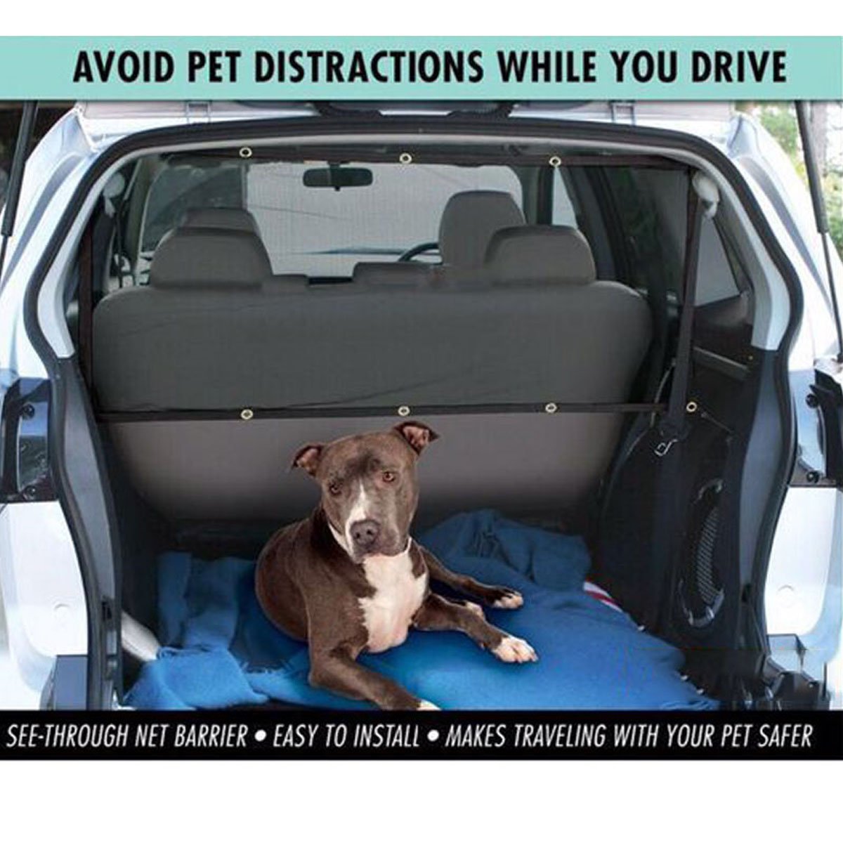 VALINK Universal Durable Pet Car Barrier - Heavy Duty Dog Safety Net for SUVs, Sedans & Trucks | Adjustable Mesh Protector for Travel & Road Trips | Perfect for Pets, Cargo & Child Safety