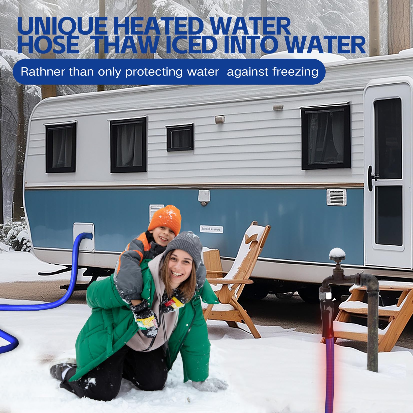 25FT 15FT 75FT 100FT Heated RV Water Hose -45℉ Freeze Proof Drinking Safe Garden Hose with Energy Saving Thermostat, 1/2