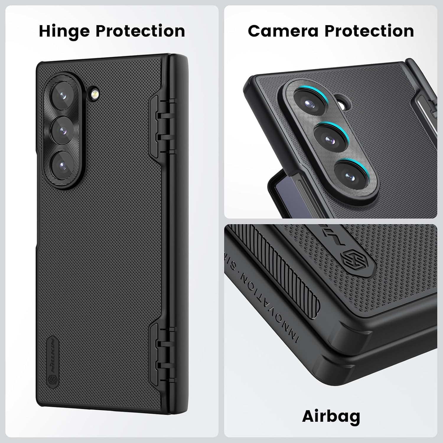 Nillkin Magnetic Case for Samsung Galaxy Z Fold 6 with Hinge Protection & Built-in Screen Protector | Magsafe Compatible | Slim Fit Protective Cover | Black | Perfect for Work, Travel & Everyday Use