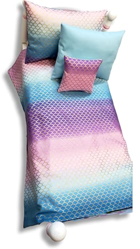 Pastel Color 18-Inch Doll Bedding Set - 4 Piece Baby Doll Blanket, Pillow & Bedding for 18