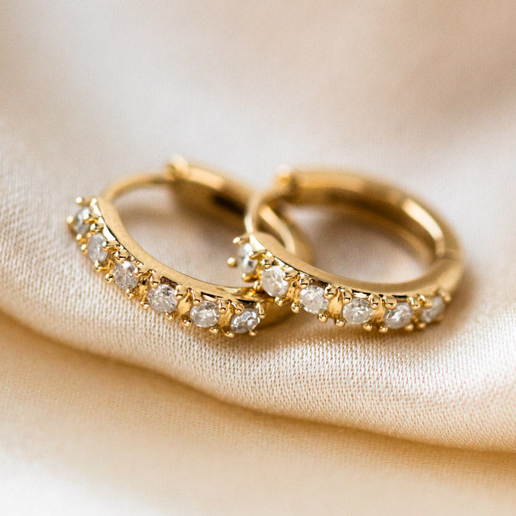 Solid Gold Diamond Huggie Hoop Earrings for Women - 14K Real Gold Small Hoops - Minimalist Everyday Stud Earrings - Perfect for Work, Date Night & Special Occasions