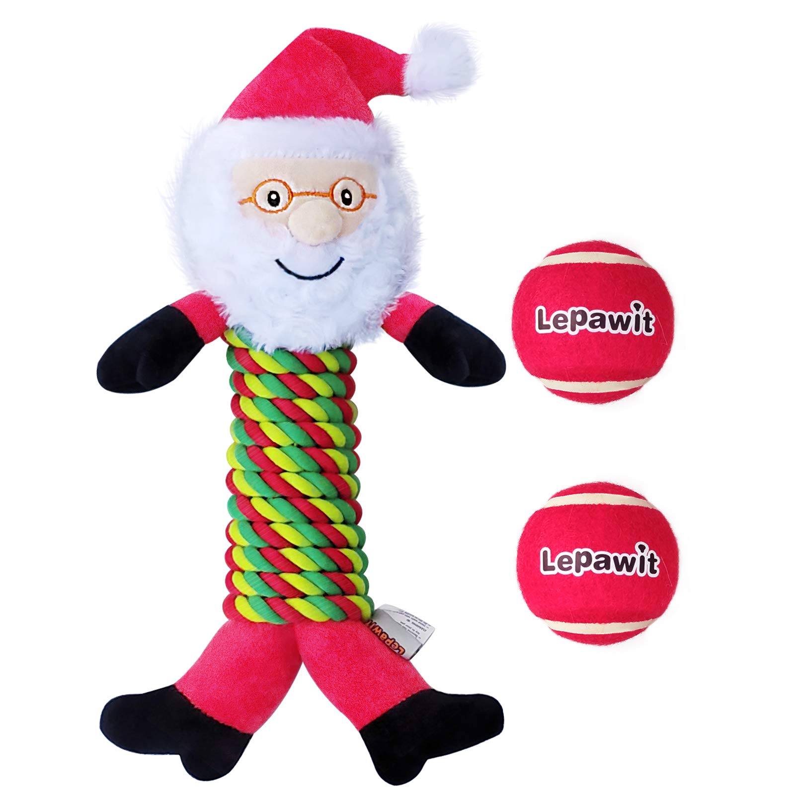 Lepawit 2-in-1 Squeaky Flamingo Plush Dog Toy with Crinkle & Rope - Interactive Chew Toy with 3