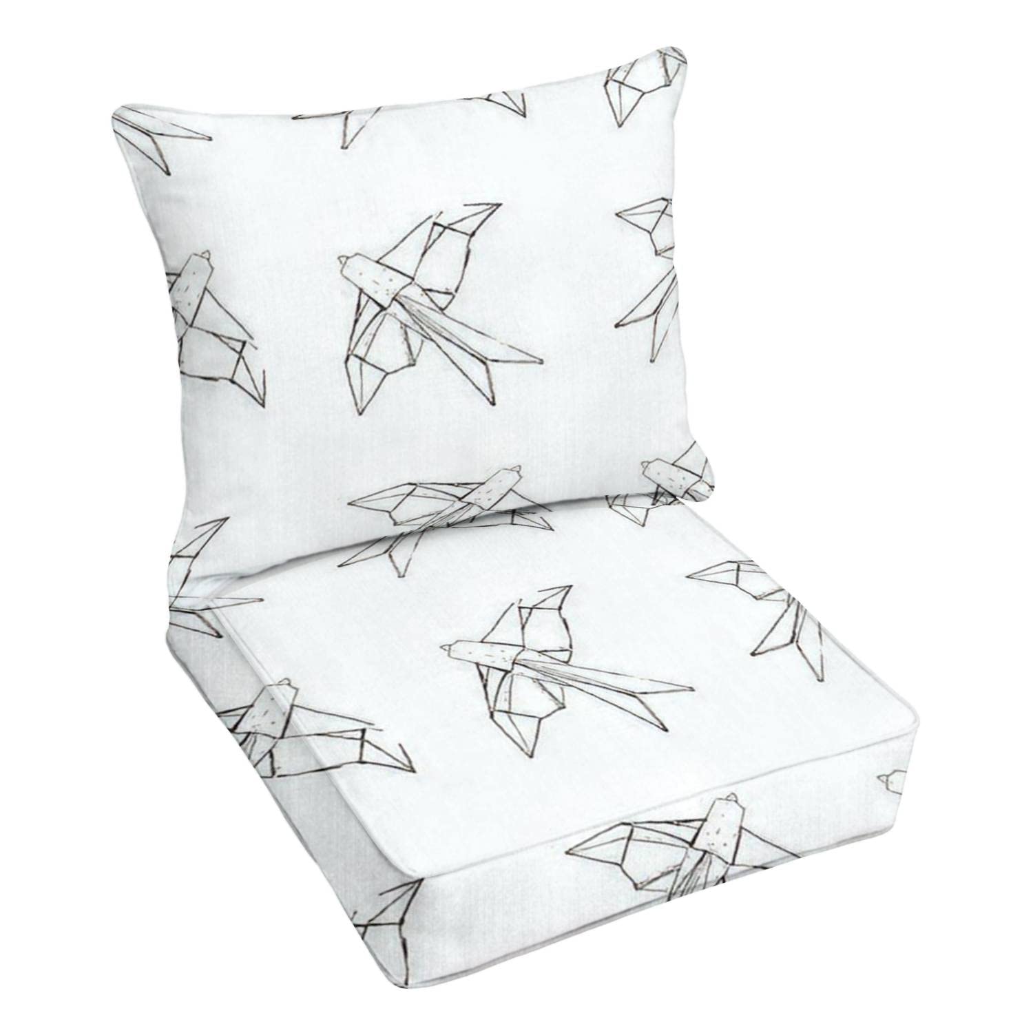 Premium Outdoor Deep Seating Cushion Set - Handcrafted Japanese Origami Bird Design, Water-Resistant Patio Furniture Replacement Cushions for Lounge Chairs - Perfect for Backyard, Poolside & Garden Relaxation