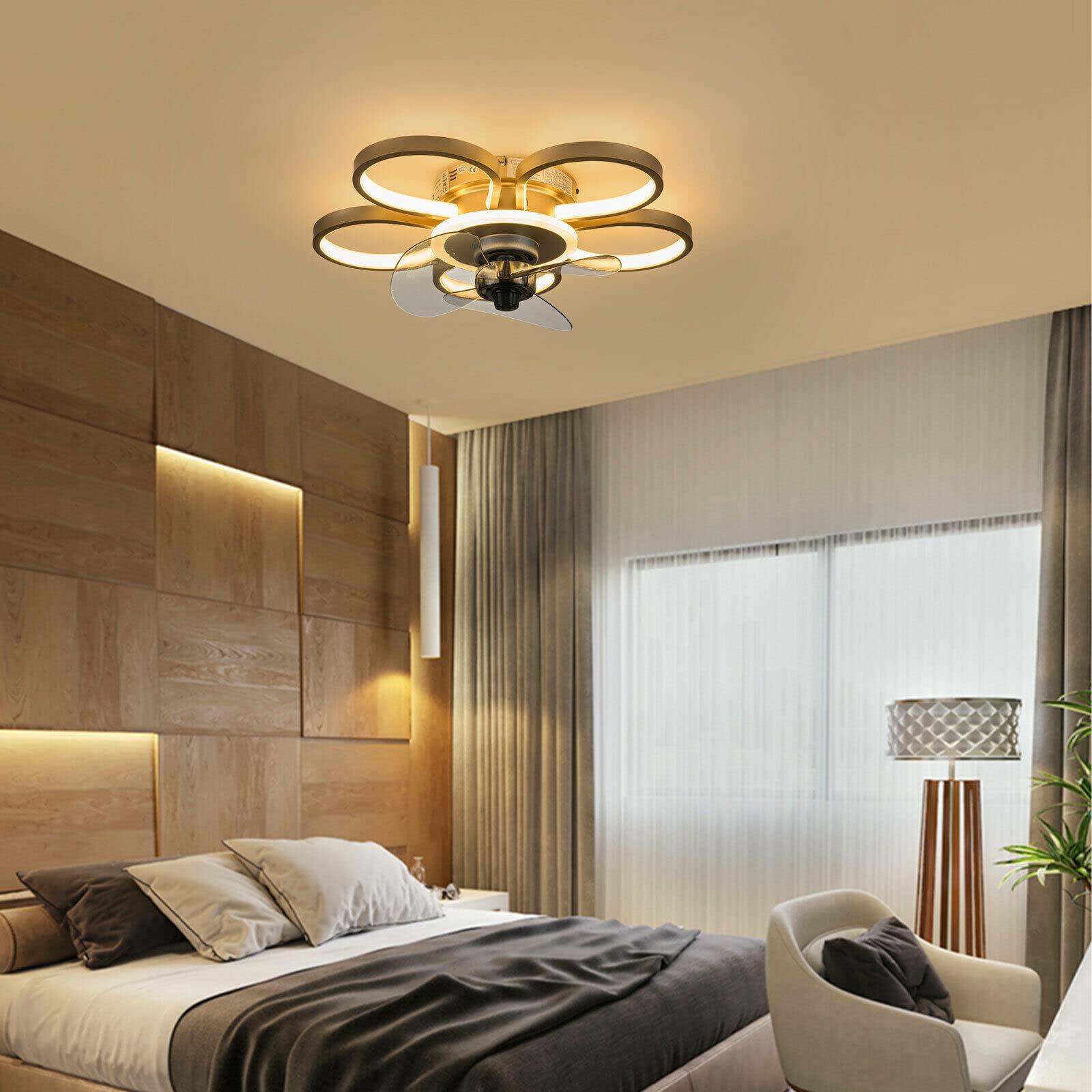 20 Inch Smart Ceiling Fan with LED Lights - 3 Color Temperatures & 3 Speed Settings, Remote Control - Perfect for Bedroom, Dining Room & Living Room - Energy Efficient Quiet Operation for Home & Office Use