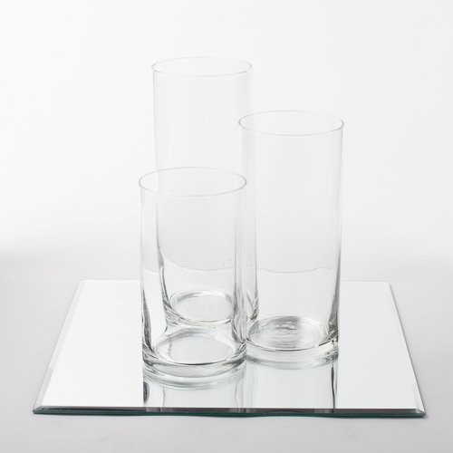 Eastland 12-Inch Square Mirror & Cylinder Vases Centerpiece Set - 48 Piece Wedding, Home Decor, and Table Centerpiece for Dining Room, Party, and Event Decorations