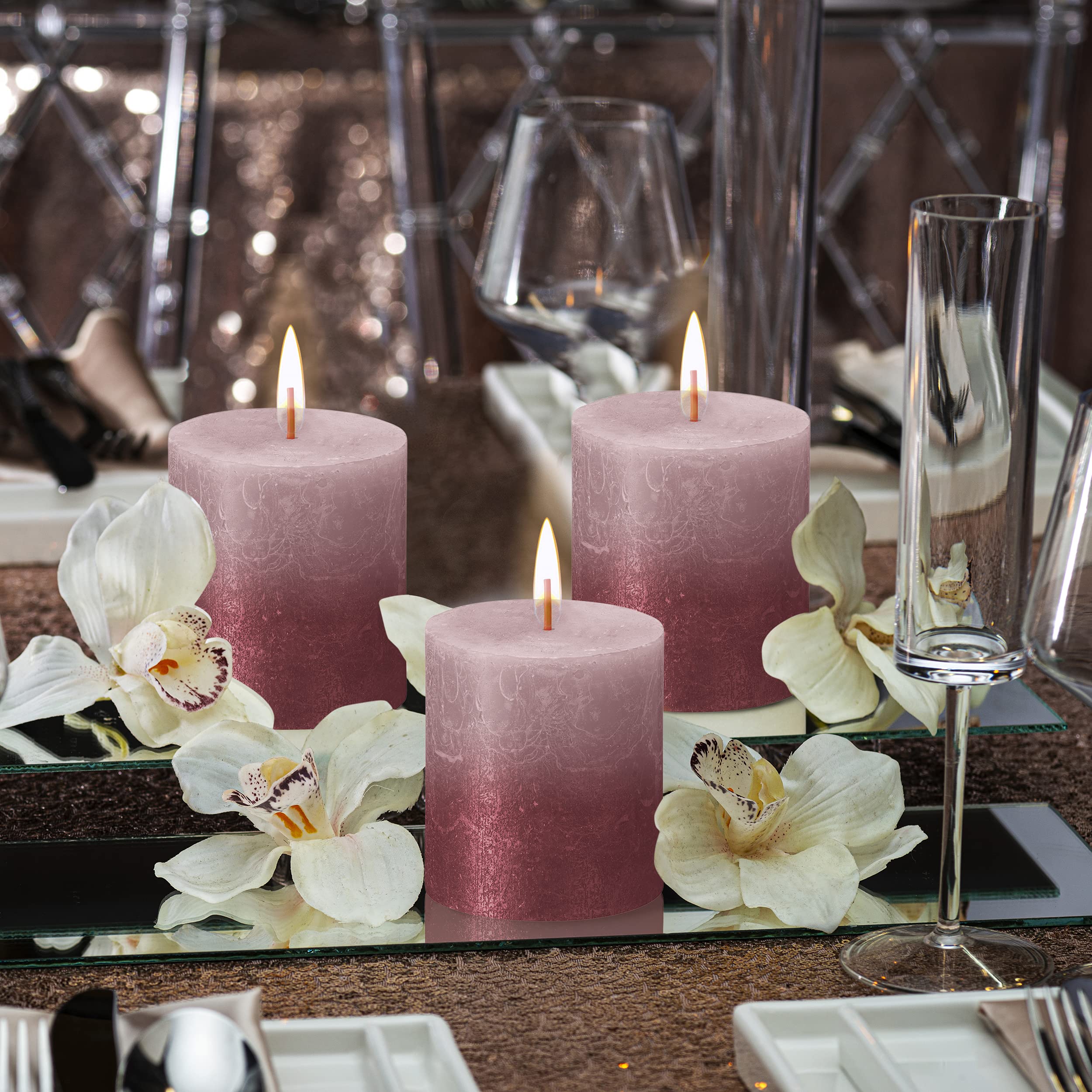 BOLSIUS 4-Pack Rustic Metallic Pillar Candles - 2.75
