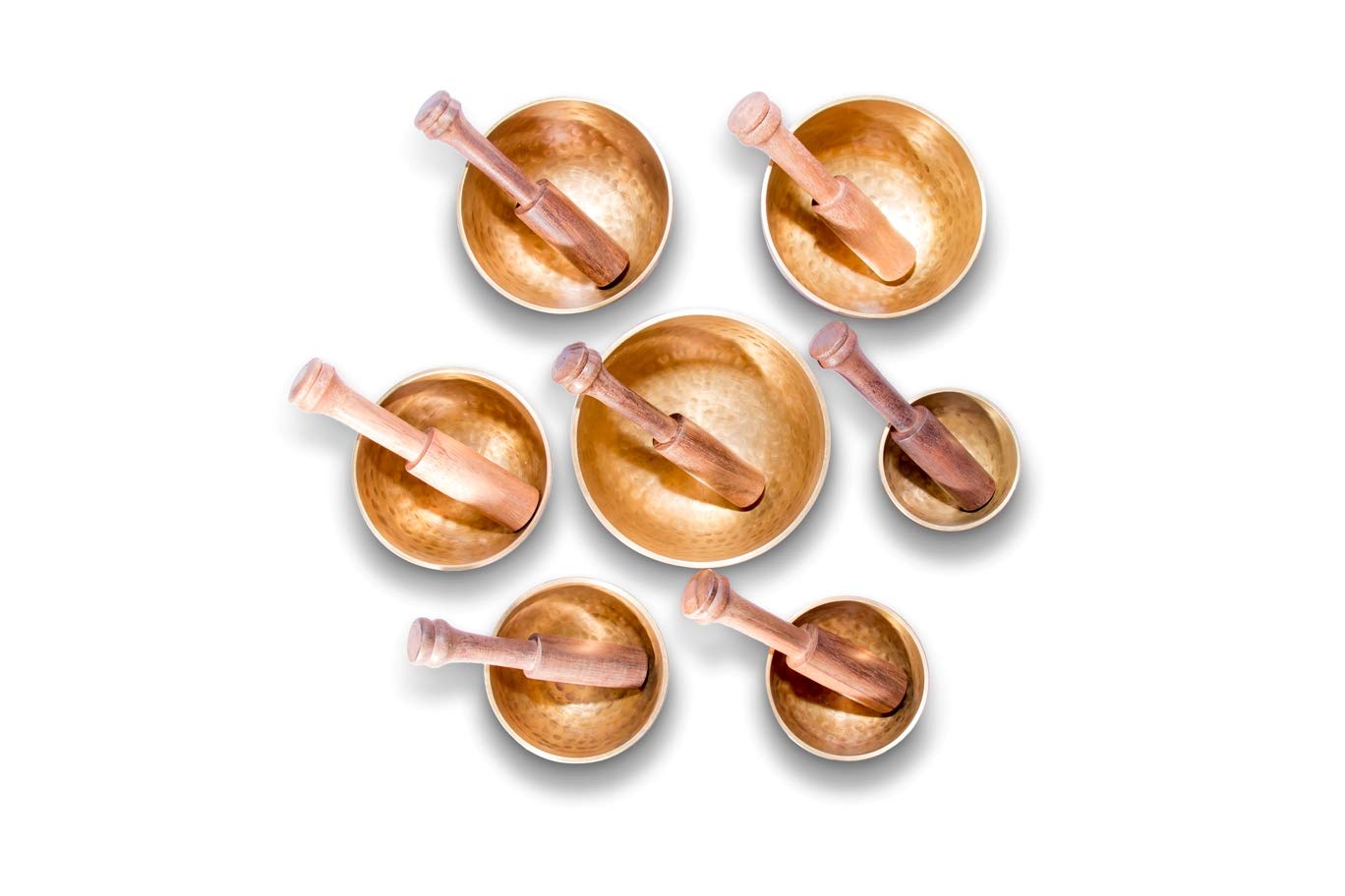 Authentic Tibetan Singing Bowl Set of 7 - Handcrafted in Nepal with 7 Sacred Metals for Yoga, Meditation, Chakra Healing & Stress Relief | Includes Silk Cushions & Striking Sticks | Perfect for Mindfulness Practice, Sound Therapy & Home Decor (MA-04)