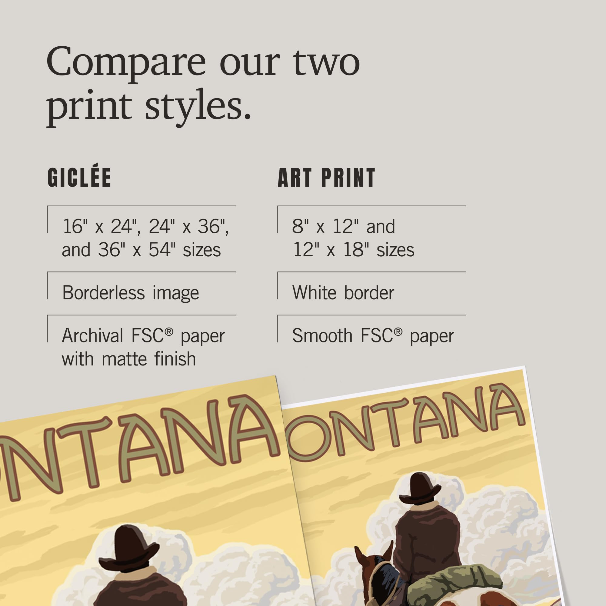 Lantern Press 16x24 Inch Giclee Art Print - Montana Landscape with Cowboy & Horse - Western Wall Decor for Living Room, Office & Cabin