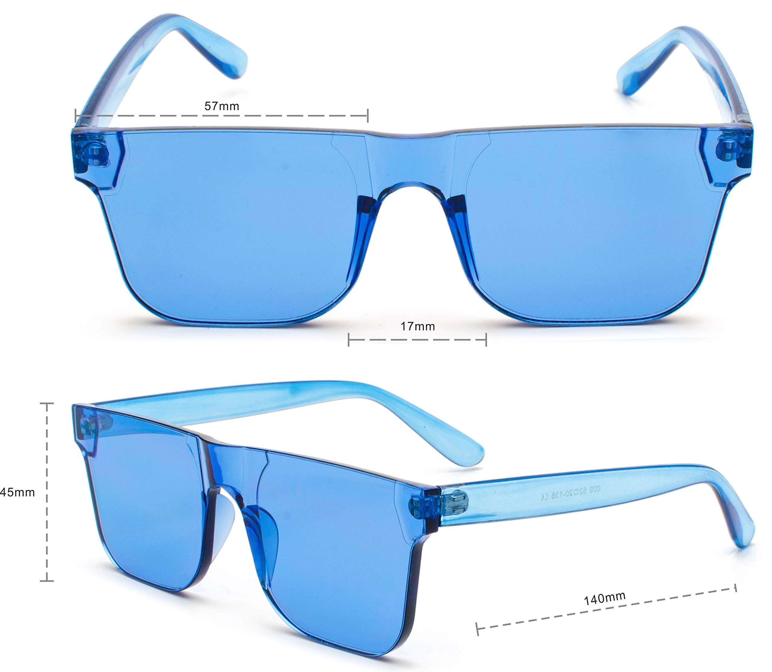 Kyiduo One Piece Rimless Tinted Sunglasses - Transparent Candy Color Fashion Eyewear for Women & Men | Perfect for Beach, Driving, and Outdoor Activities