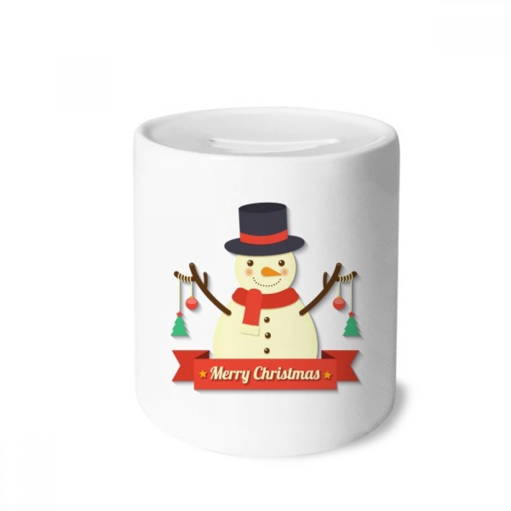 DIYthinker Merry Christmas Snowman Cartoon Ceramic Piggy Bank - Money Box Coin Bank for Holiday Savings & Festive Gift Giving