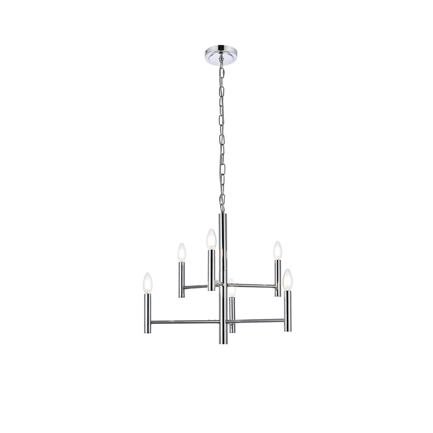 Carmella 6-Light Chrome Pendant Lighting Fixture - Modern Dining Room Chandelier for Kitchen Island, Entryway, and Living Room