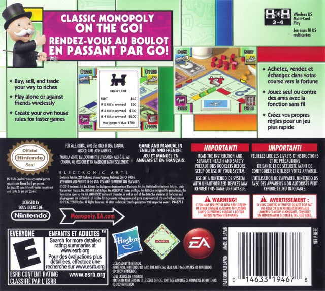Used Monopoly DS Video Game - Classic Board Game for Nintendo DS - Fun Family Game Night Entertainment