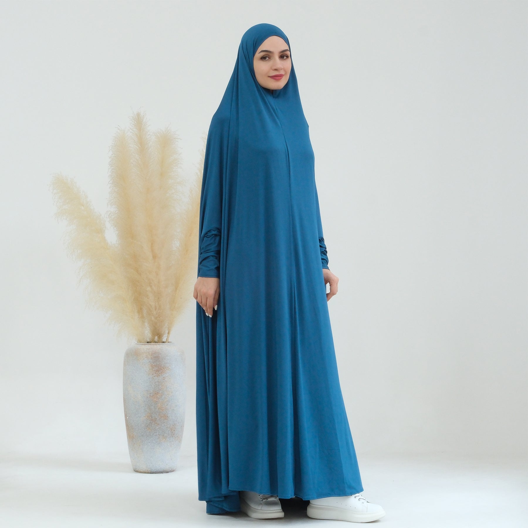 Awra Cape Hijab Combo - Duck Blue Color - Modest Muslim Women's Prayer Shawl & Scarf Set - Perfect for Daily Wear, Prayer, and Special Occasions