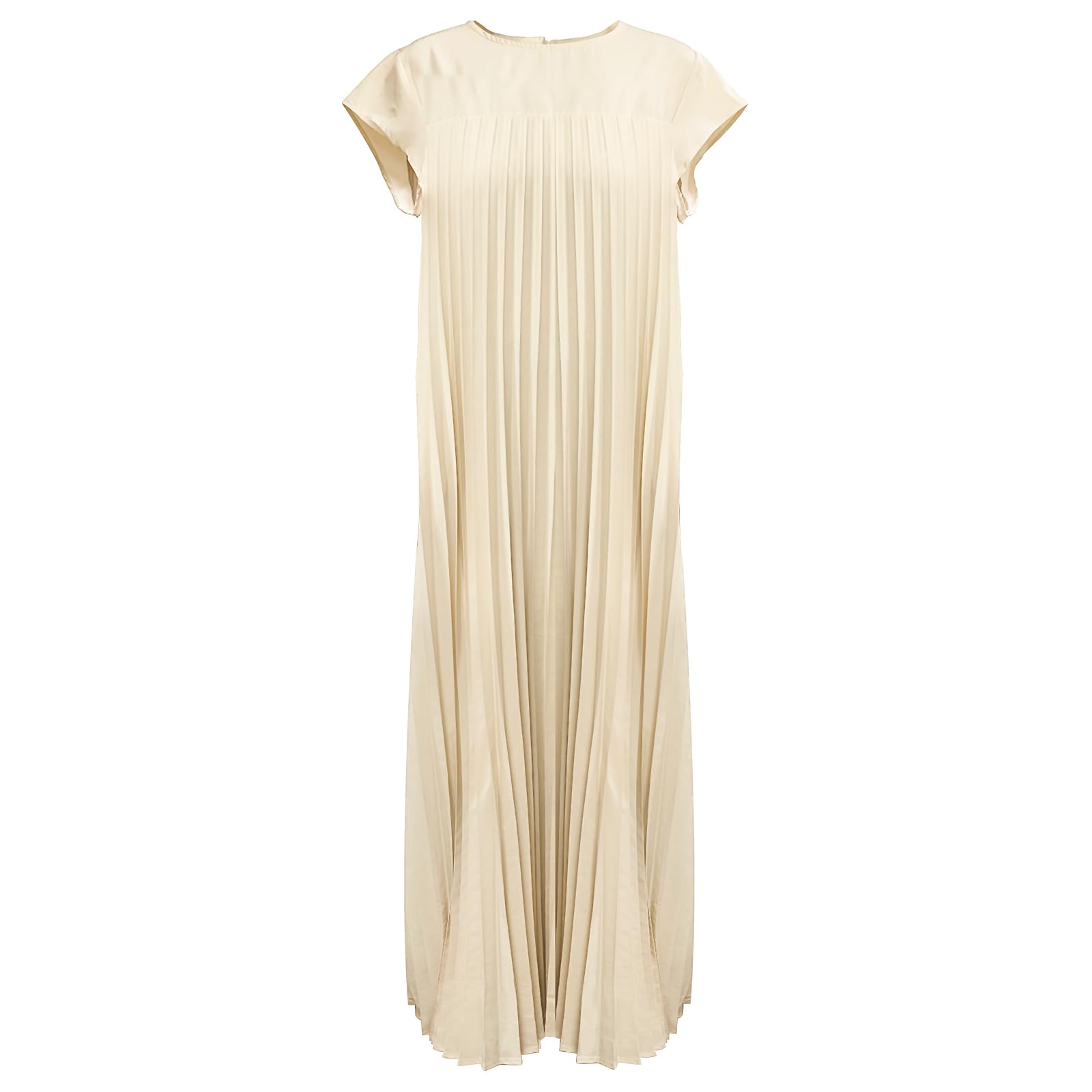 2025 Women's Summer Maxi Dress - Short Sleeve Pleated Casual Loose Long Dress with Pockets | Beach Vacation, Outdoor Picnic, Party Wear