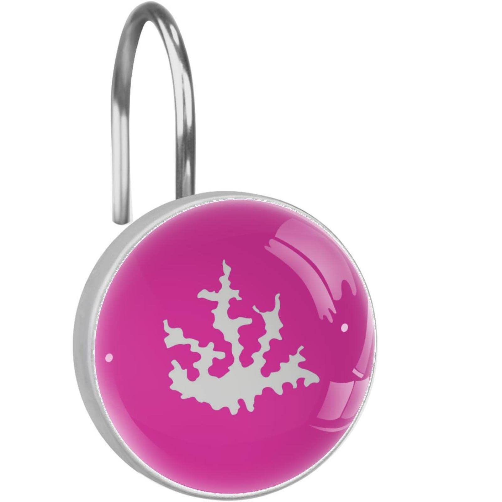 Stylish Coral Abstract Pink Shower Hooks - Heavy Duty Bathroom Curtain Hooks for Shower Rods, Perfect for Bathroom Decor and Organization