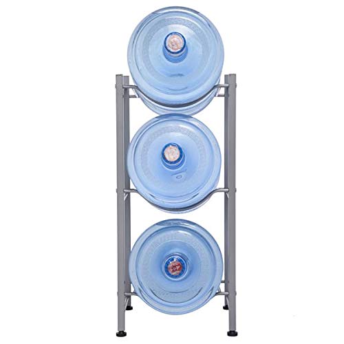 3-Tier Stainless Steel Water Bottle Storage Rack - Heavy Duty Water Cooler Jug Organizer for Kitchen, Office & Home - Space Saving Silver Shelf (Perfect for Pantry, Breakroom & Dorm Organization)