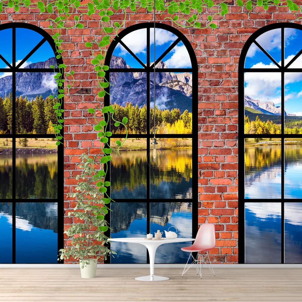 French Window Design Removable Wallpaper - Peel and Stick Wall Murals for Bedroom Decor (66x96 inches) - Perfect for Home Renovation, Nursery, Living Room & Office Spaces