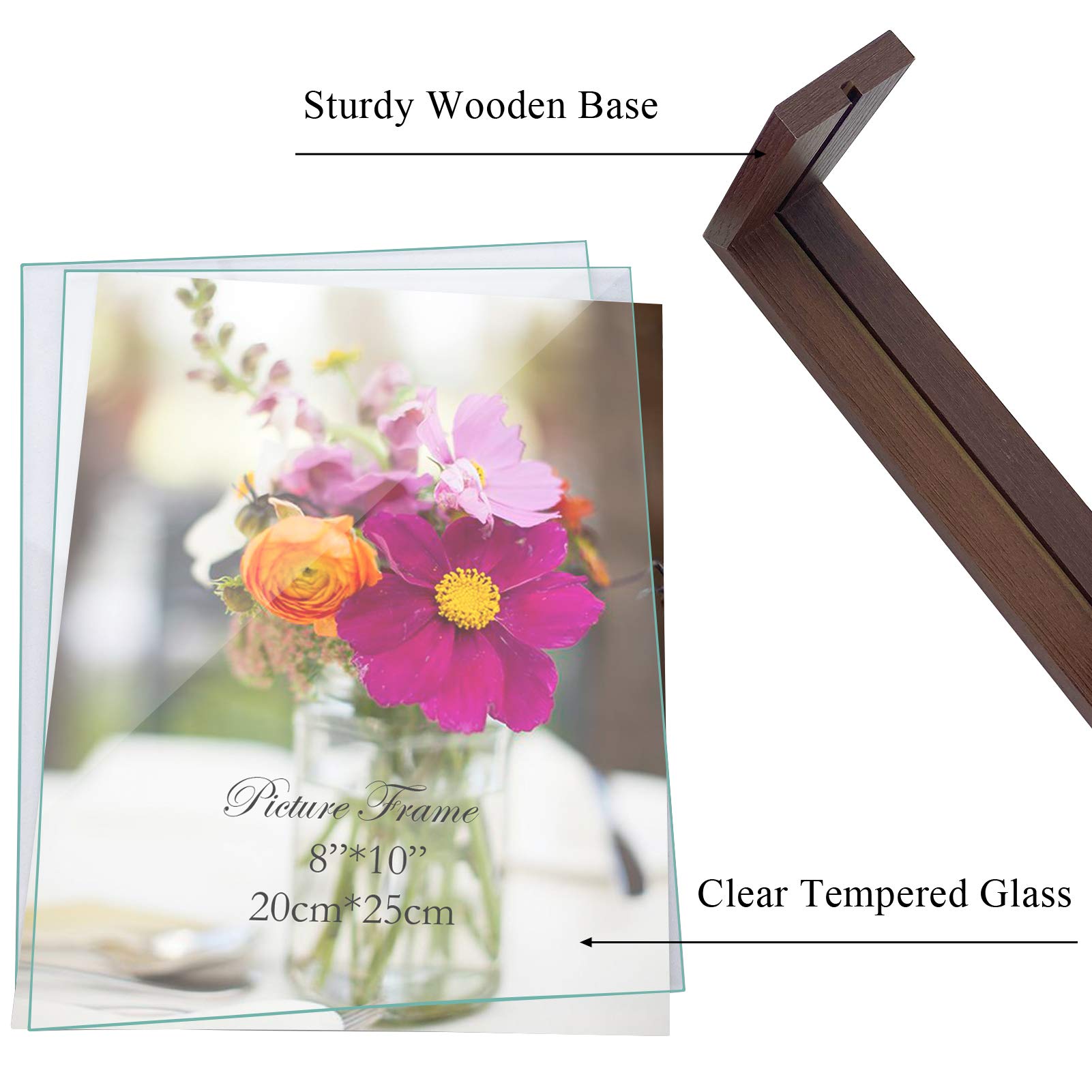 Rustic 8x10 Picture Frame Set of 2 - Glass Photo Frames with Stand for Tabletop Display - Perfect for Home Decor, Wedding Photos, and Office Desk Decorations