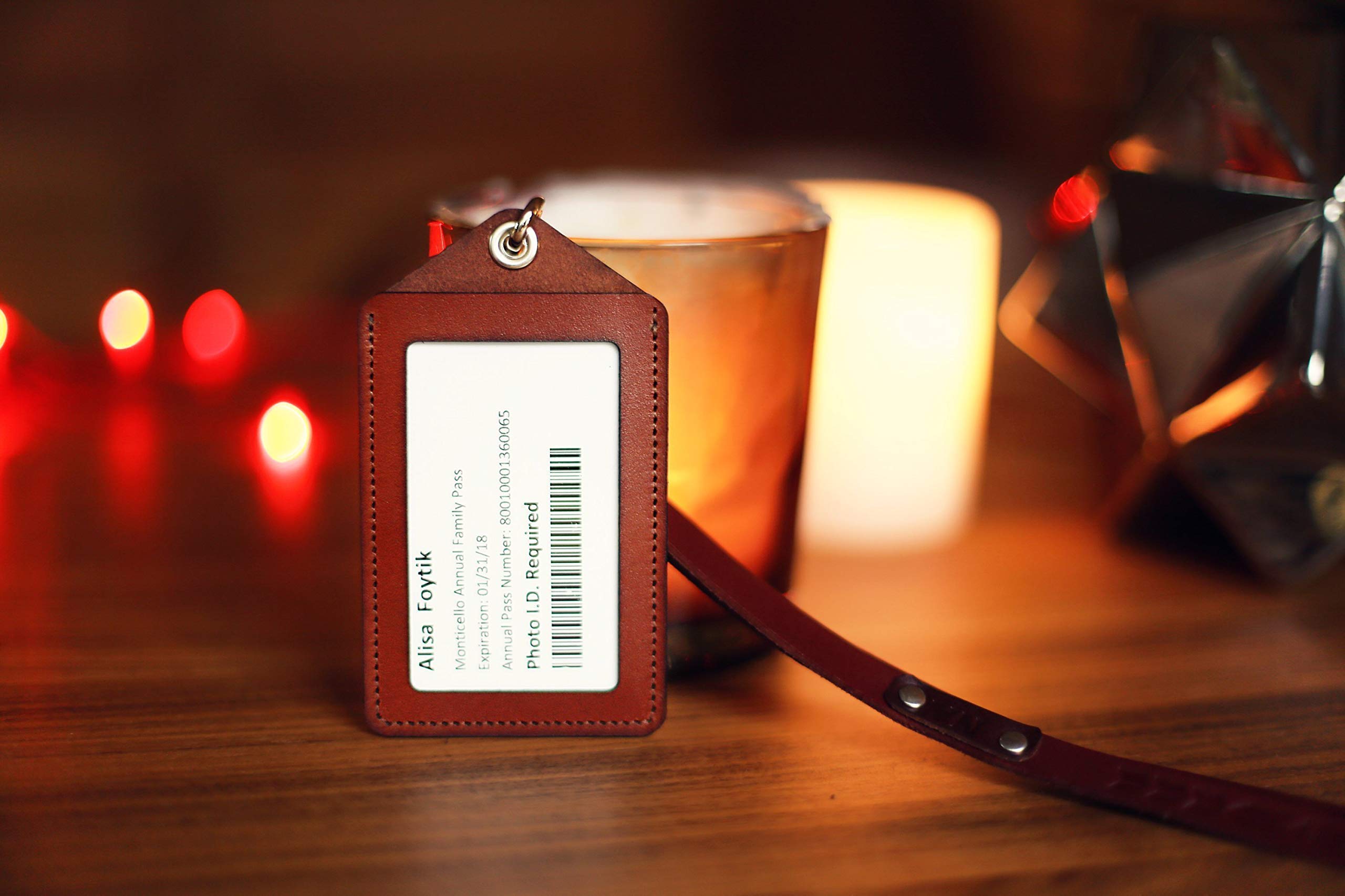 Personalized Leather ID Badge Holder - Custom Name Engraved RFID Blocking Wallet Card Case for Work, Office & Security Access