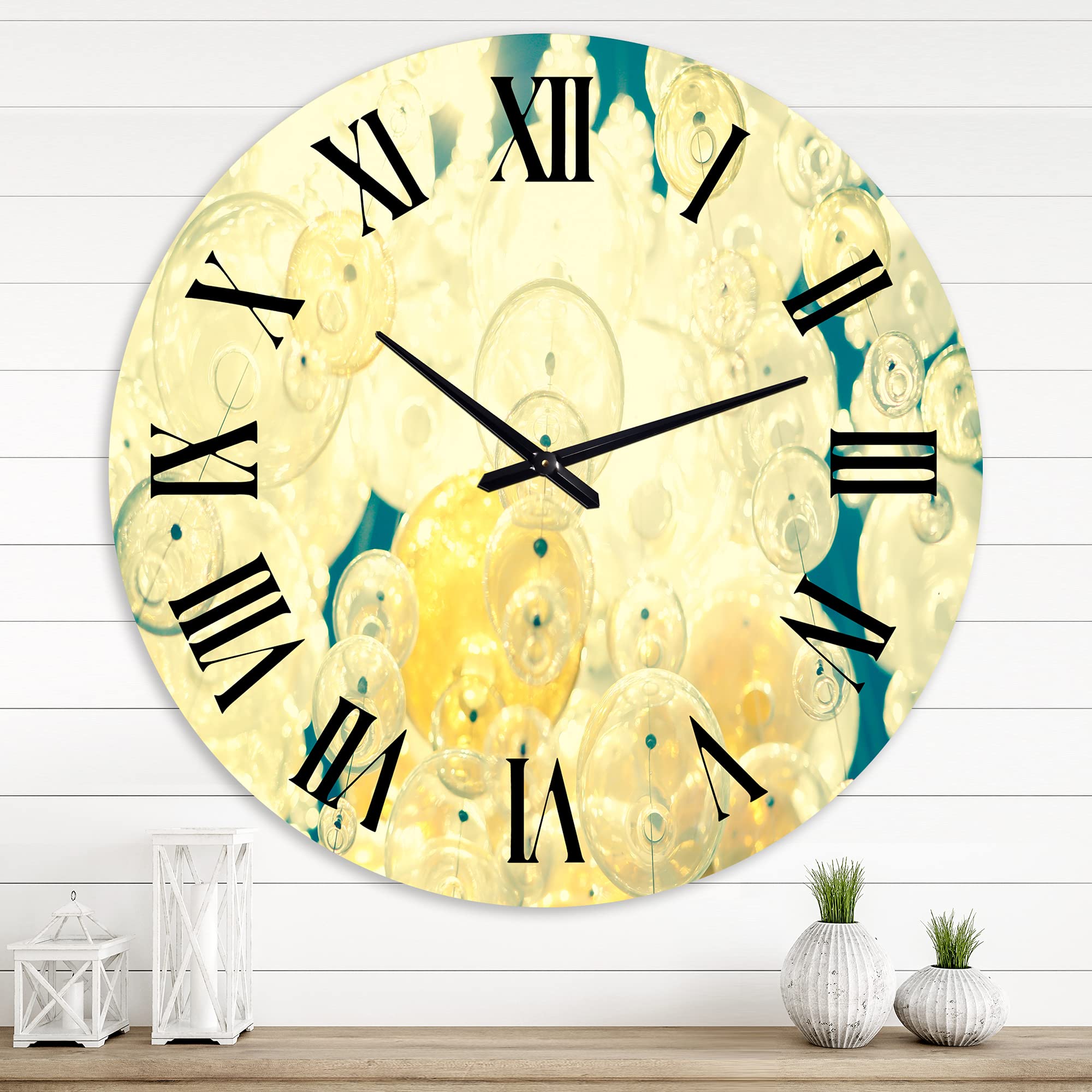 Abstract Chandelier Ball Design Modern Wall Clock - Large Fractal Art Timepiece for Kitchen, Living Room & Office Decor | Silent Non-Ticking Home Décor