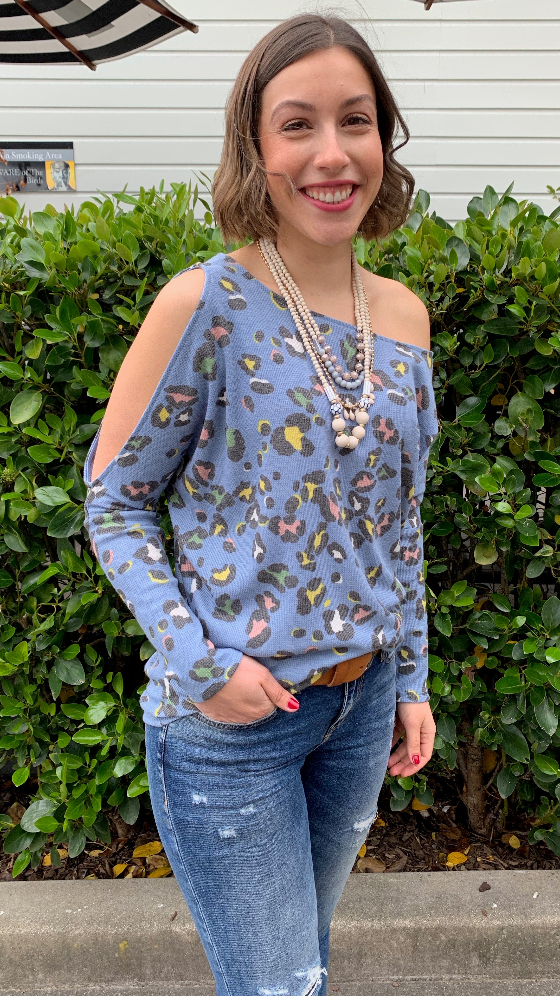Freya Women's Open Shoulder Tops - Trendy Blue Off Shoulder Blouse for Casual Outings & Summer Vacations