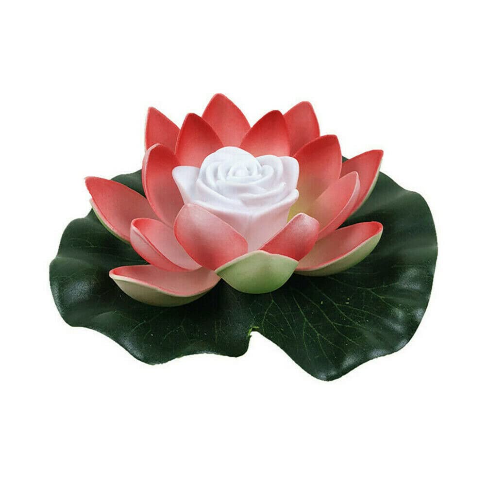 Solar Powered Floating LED Lotus Flower Lights - Waterproof Outdoor Pond Pool Garden Decor with Auto On/Off - Red - Perfect for Backyard, Patio, and Landscape Lighting at Night
