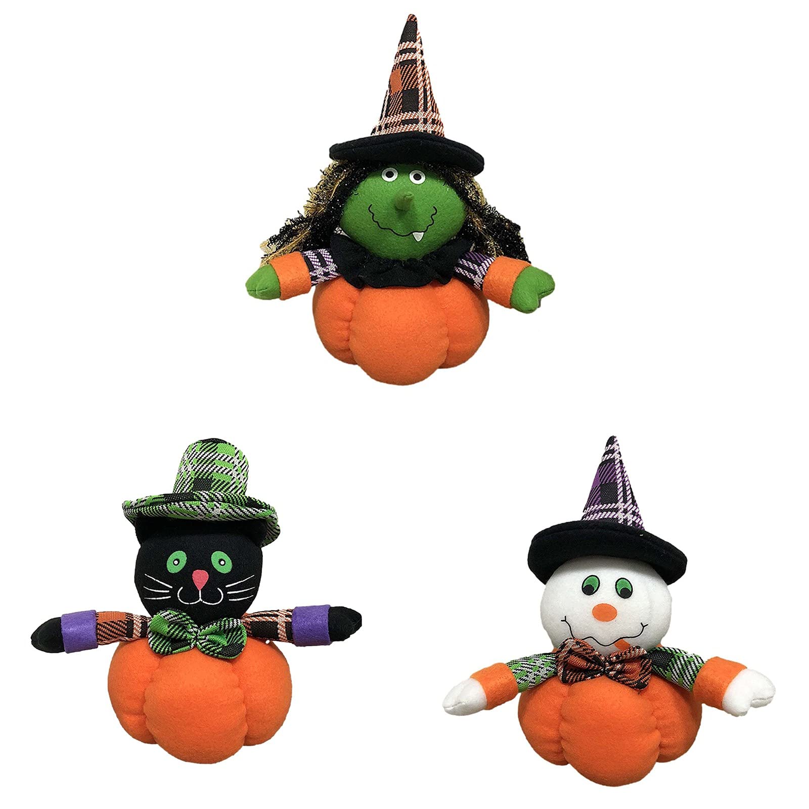 Halloween Decorations Set - Spooky Witch, Black Cat & Pumpkin Stuffed Gnomes Doll for Halloween Tree Ornaments | Indoor & Outdoor Party Decor, Home, Yard, Office Halloween Display