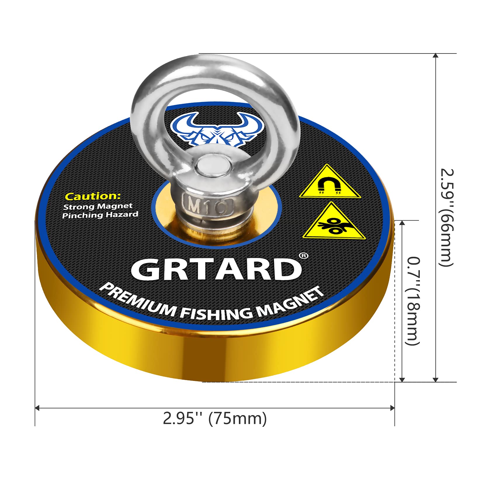 Grtard 700lbs Magnet Fishing Kit with Case - 2.95 Inch Diameter Strong Pulling Force Retrieval Magnet for Rivers, Lakes, Beaches | Perfect for Treasure Hunting, Metal Detecting & Outdoor Adventures