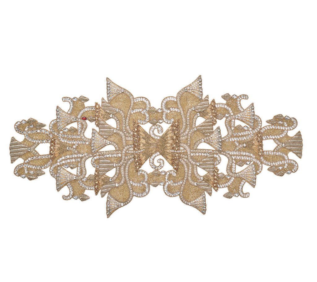 Champagne & Crystal Etoile Runner - Elegant Beaded Table Runner for Weddings, Parties, and Home Decor