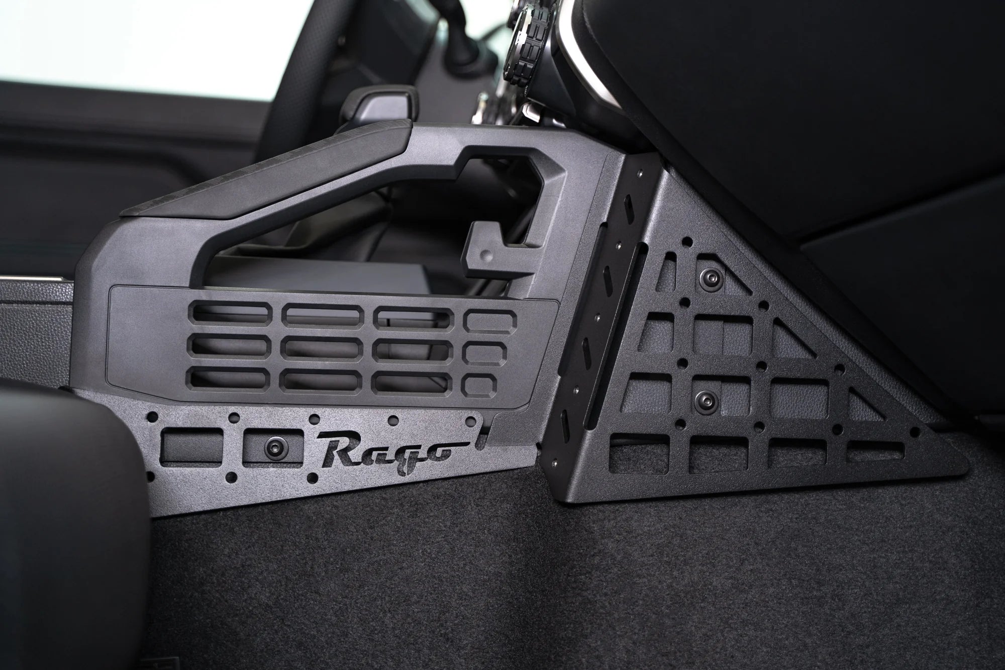 Rago Fabrication Center Console MOLLE Panels for 2024+ Toyota Tacoma - Durable Vehicle Storage Solution for Off-Roading, Camping & Tactical Gear Organization