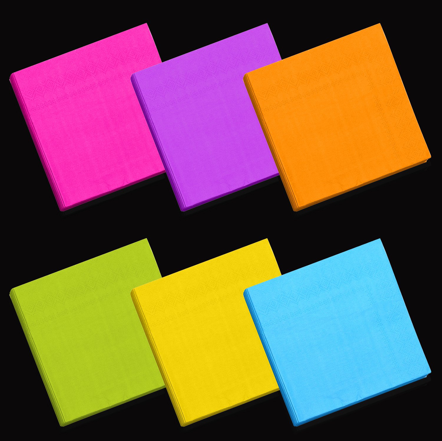 Resinta 120-Pack Neon Cocktail Napkins - 2-Ply Beverage & Luncheon Paper Napkins for Parties (6 Vibrant Colors) - Perfect for Cocktail Hours, Wedding Receptions & Birthday Celebrations