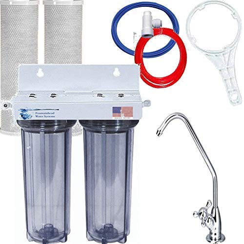 2-Stage Under Sink Water Filtration System with Bone Char & Carbon Filters - Removes Fluoride, Arsenic & Impurities | Perfect for Clean Drinking Water in Kitchens, RVs & Small Offices