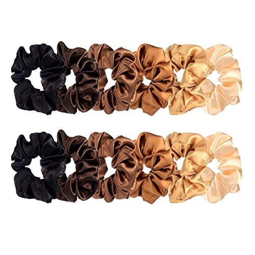 12 Pack Satin Hair Scrunchies - Soft Elastic Hair Ties for Women, Men & Kids - Gentle No-Slip Hair Accessories for School, Work, Gym & Everyday Styling