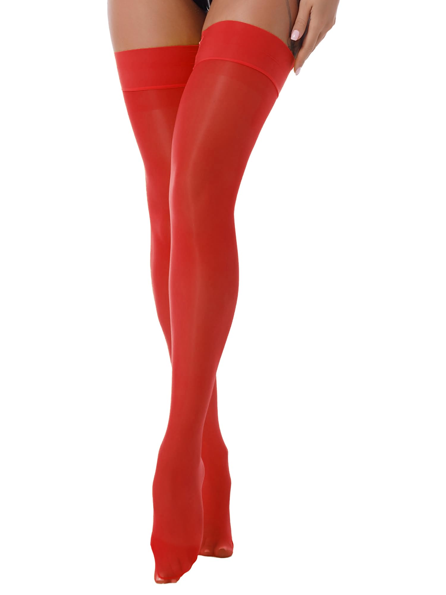 YiZYiF Women's Silk Ultra Thin Thigh High Stockings - Smooth Over The Knee Socks & Long Tights for Party, Date Night, and Formal Occasions