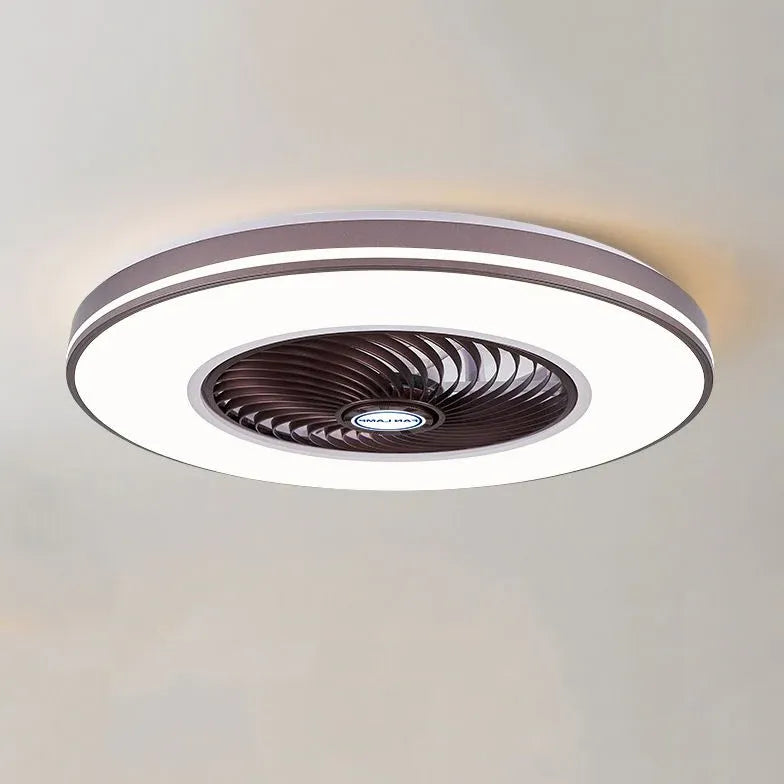 Dual Tone Round Ceiling Fan with LED Light - Modern Indoor/Outdoor Cooling for Living Room, Bedroom, Patio