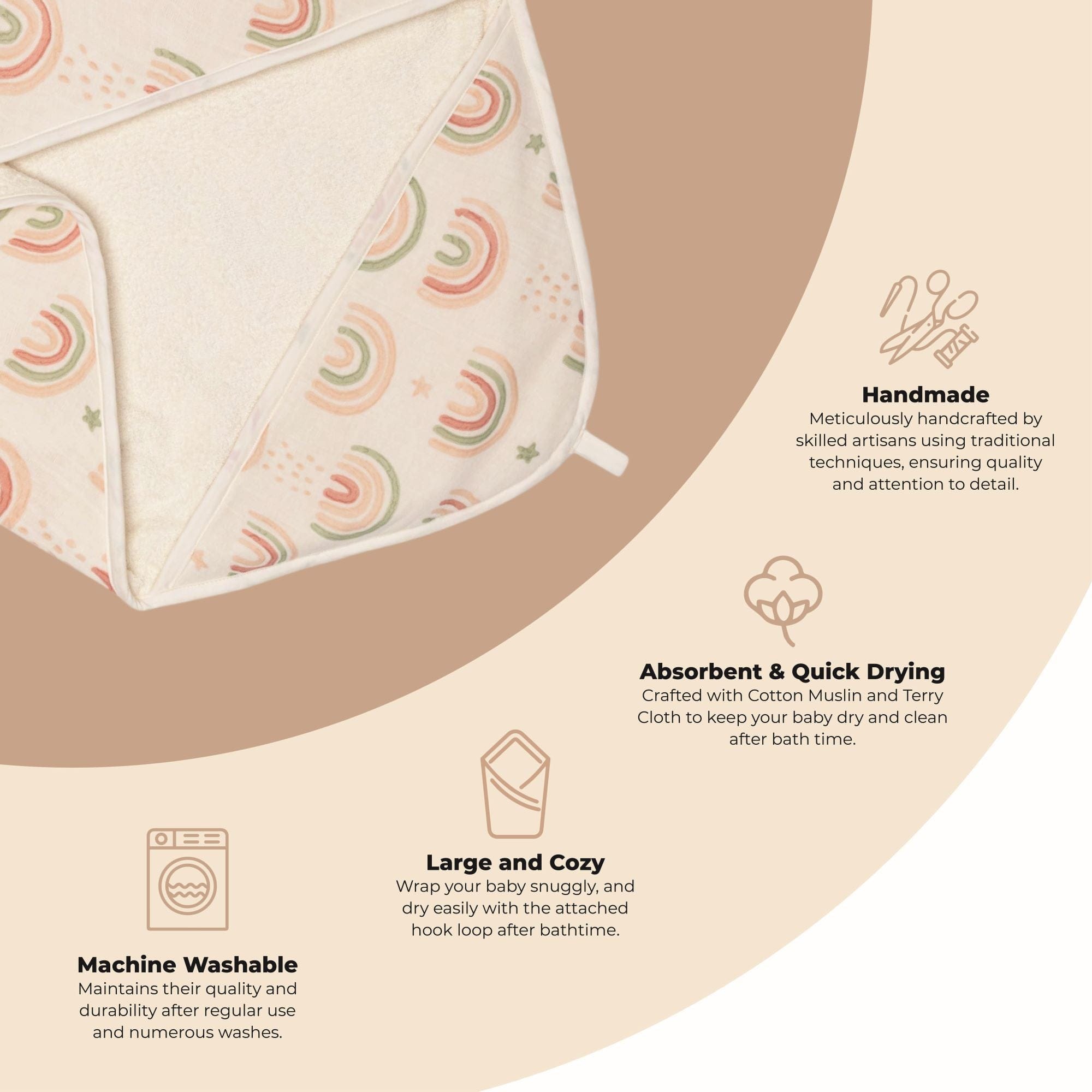 Soft & Absorbent Crane Baby Hooded Towel - 100% Cotton Newborn Bath Towel with Cute Animal Design - Perfect for Bath Time, Swimming & After-Spa Wrap (Blue)
