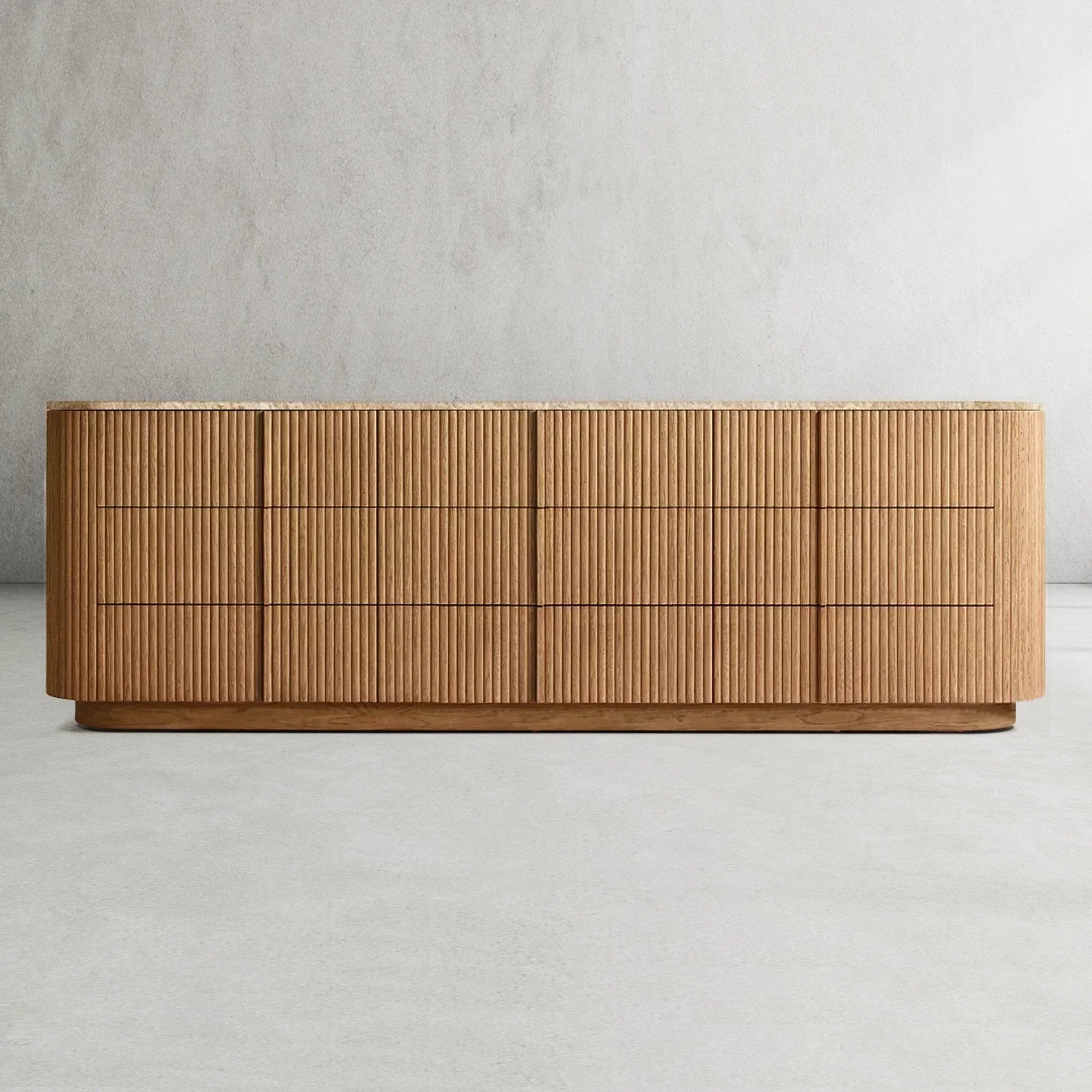 Modern 9-Drawer Stone Dresser - Mulholland Bedroom Furniture for Storage & Organization - Perfect for Master Bedroom, Guest Room, or Apartment Living