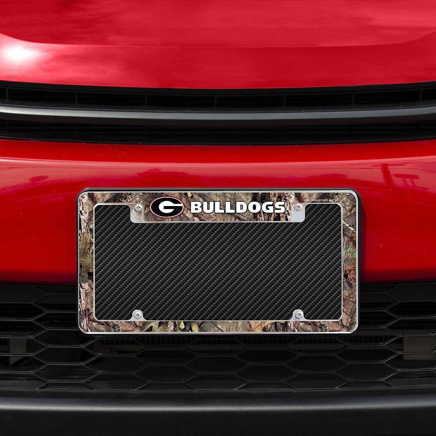 Georgia Bulldogs Chrome Metal License Plate Frames (Set of 2) - Mossy Oak Camo Design for Cars, Trucks & SUVs - Perfect for Tailgating & College Football Fans