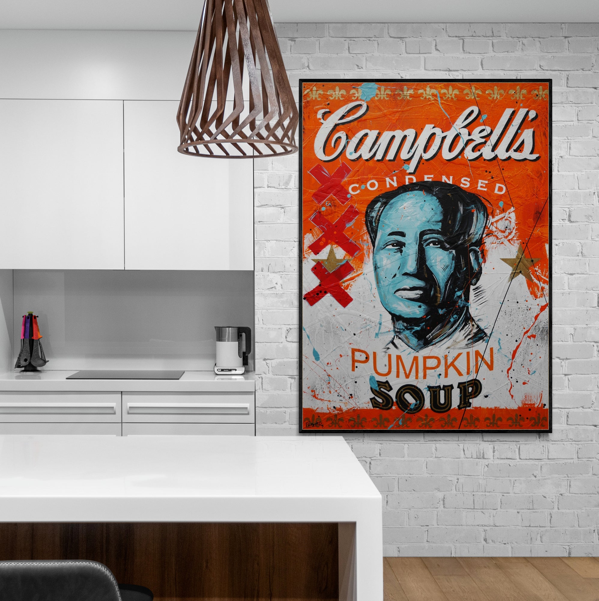 140cm x 100cm Campbell's Soup Textured Urban Pop Art Canvas Painting - Andy Warhol Inspired Wall Decor for Living Room, Bedroom & Office